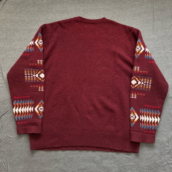 Pendleton Men's Chief Joseph Burgundy Southwestern LambswoolPullover Sweater XL - Picture 4 of 8